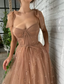Bronze Sparkle Shoulder Tie Bridesmaids Dress | Private Label Styles