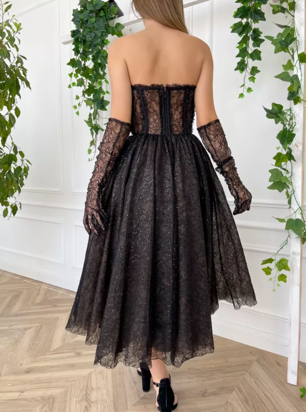 Black Bridesmaids Dress | Black Sparkle Dress