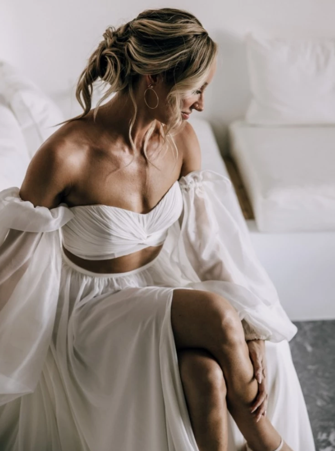 White silk 2025 chiffon dress