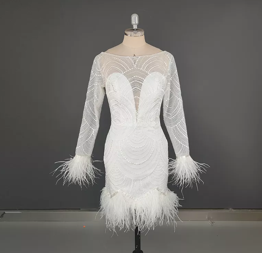 Lace & Feather Mini Dress | Lace Mini Dress |  Private Label Styles