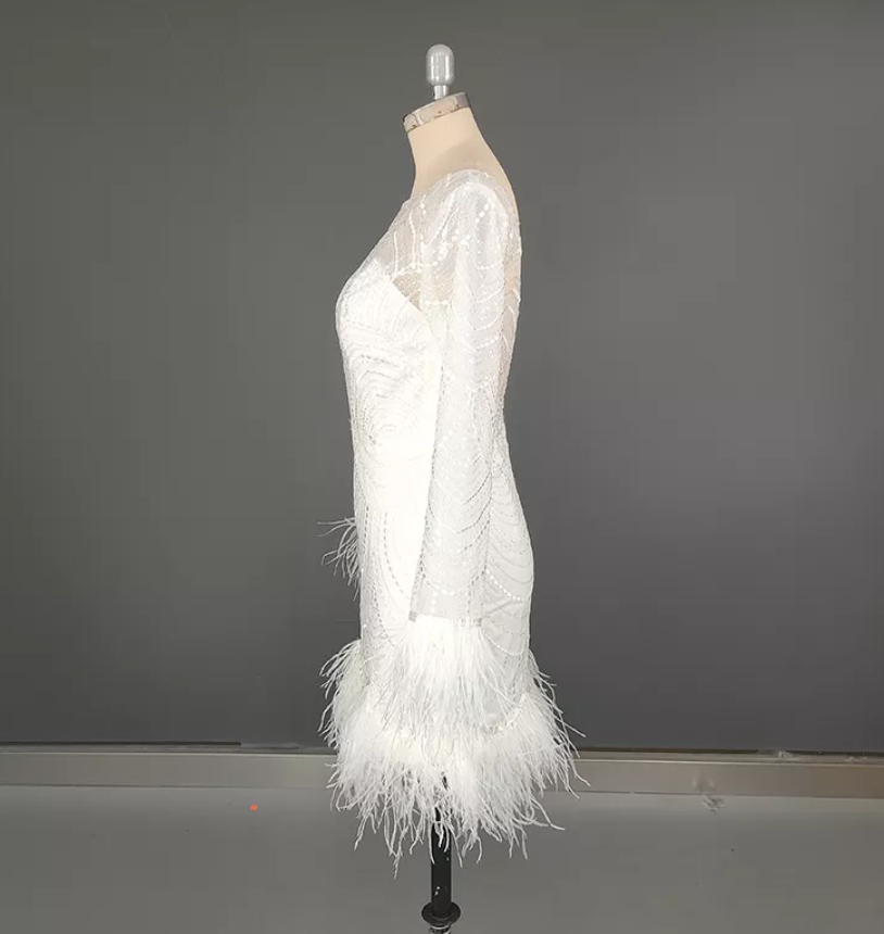 Lace & Feather Mini Dress | Lace Mini Dress |  Private Label Styles