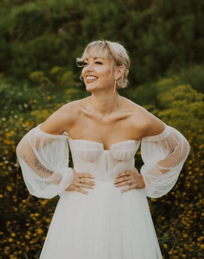 Puffy Sleeve Tulle Wedding Dress | Wedding Dress | Private Label Style