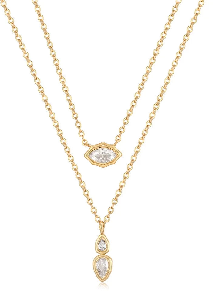 Stellar Bezel Necklace Set In Gold | Private Label Styles