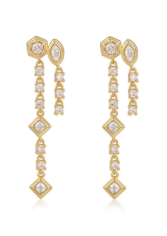 Stellar Bezel Double Studs In Gold | Gold Studs | Private Label Styles