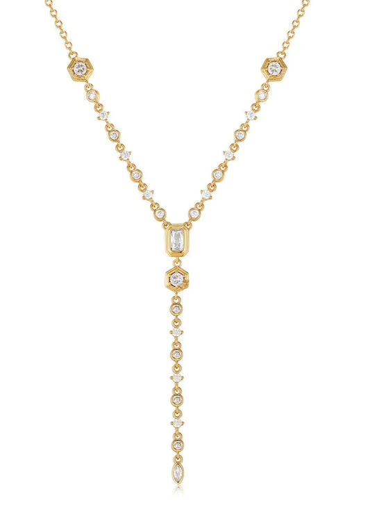 Stellar Bezel Lariat Gold | Stellar Gold Set | Private Label Styles