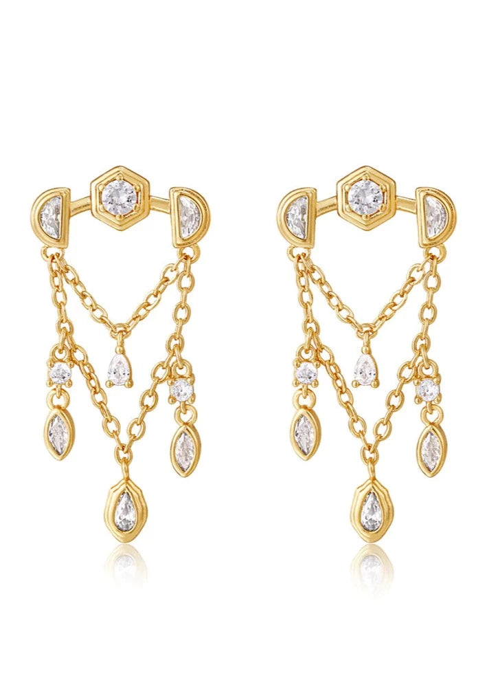 Stellar Bezel Shaker Studs Gold | Private Label Styles