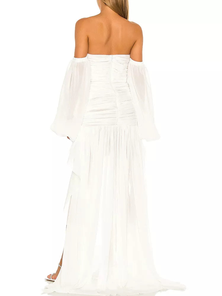 Off Shoulder Lantern Sleeve Asymmetrical Dress | Private Label Styles