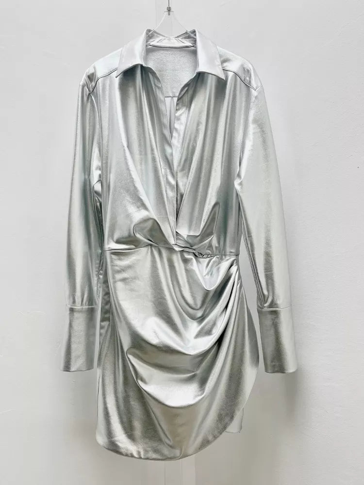  Silver Metallic Mini Dress | Silver Mini Dress | Private Label Styles