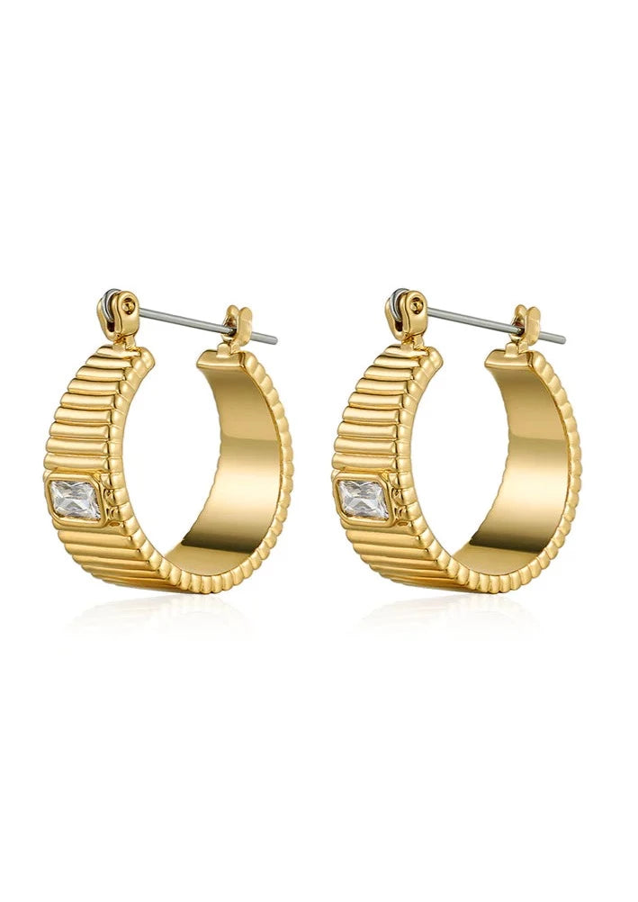 Francois Hoops In Gold | Ridged Hoops Gold | Private Label Styles