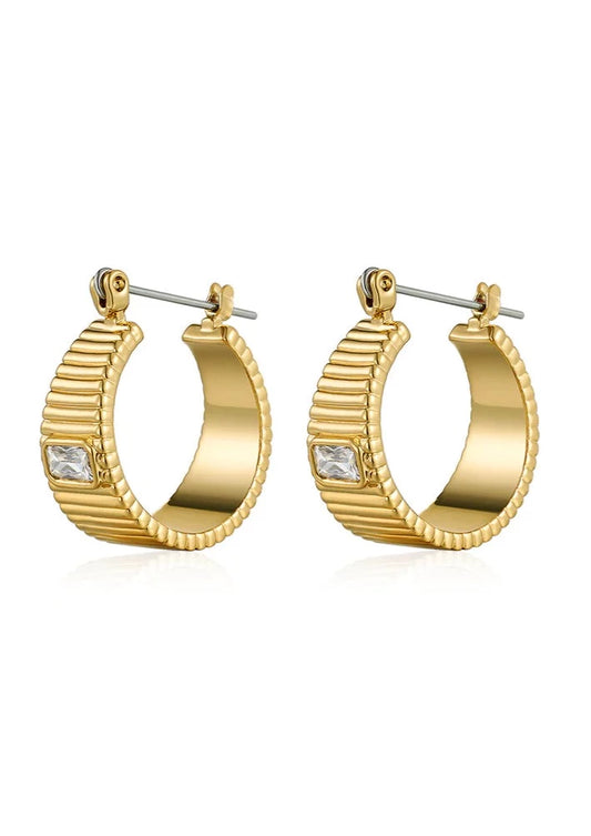 Francois Hoops In Gold | Ridged Hoops Gold | Private Label Styles