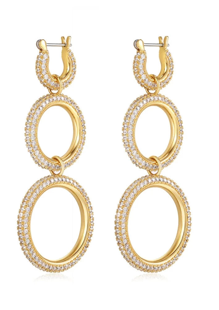 Triple Pave Hoops Gold | Triple Pave Earrings | Private Label Styles