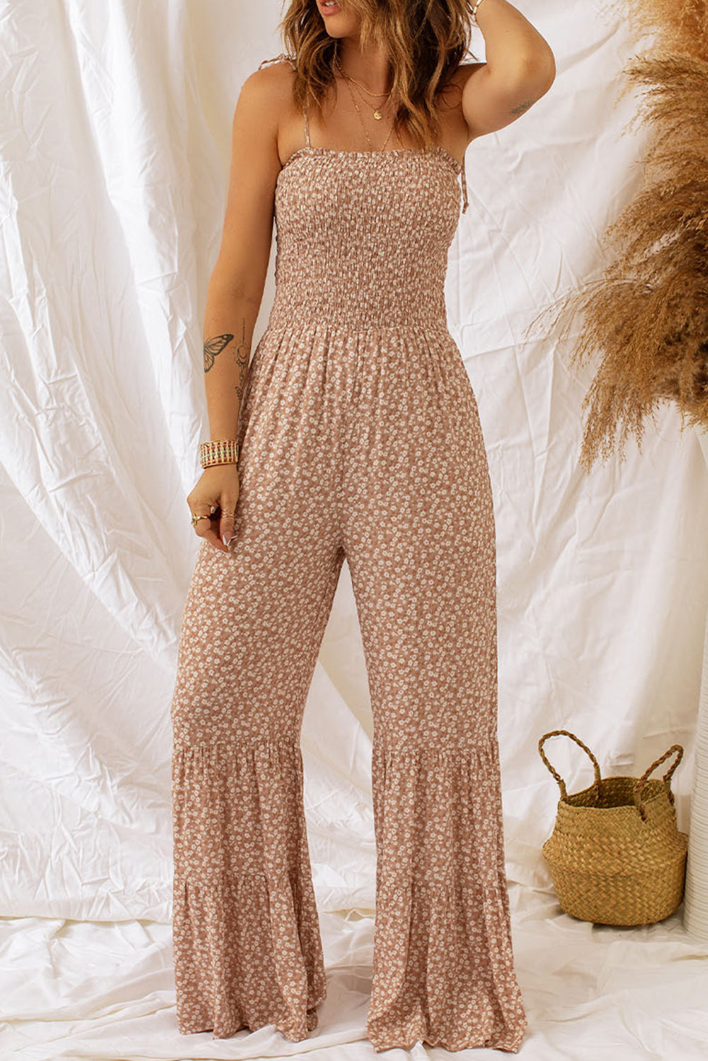 Smocked Wide Leg Jumpsuit | Strap Jumpsuit | Private Label Styles