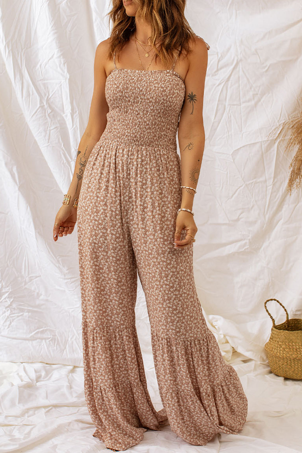 Smocked Wide Leg Jumpsuit | Strap Jumpsuit | Private Label Styles