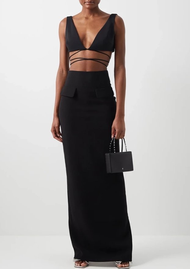 Black Wrap Skirt Set | Black Wrap Maxi Skirt | Private Label Styles