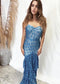 Blue Fishnet Long Sleeve Maxi Dress | Private Label Styles