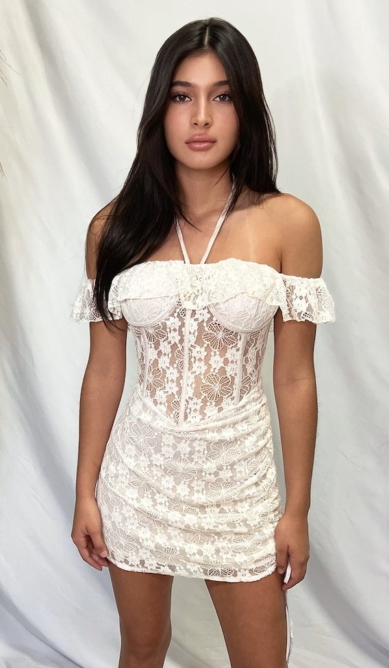 Genavieve Label Dress | White Lace Mini Dress | Private Label Styles
