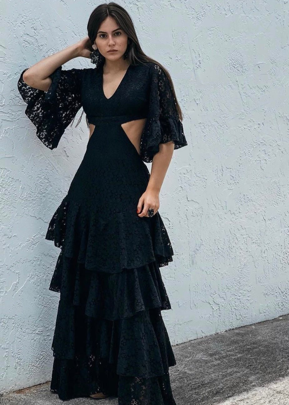 Black Lining in Floral Print Dress | Maxi Dress | Private Label Styles