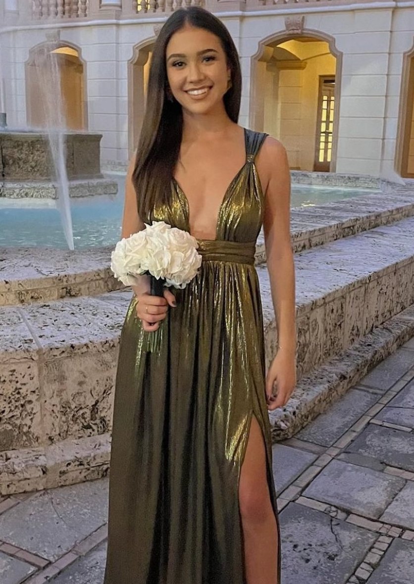 Kristine Metallic Dress With Slit | Private Label Styles.