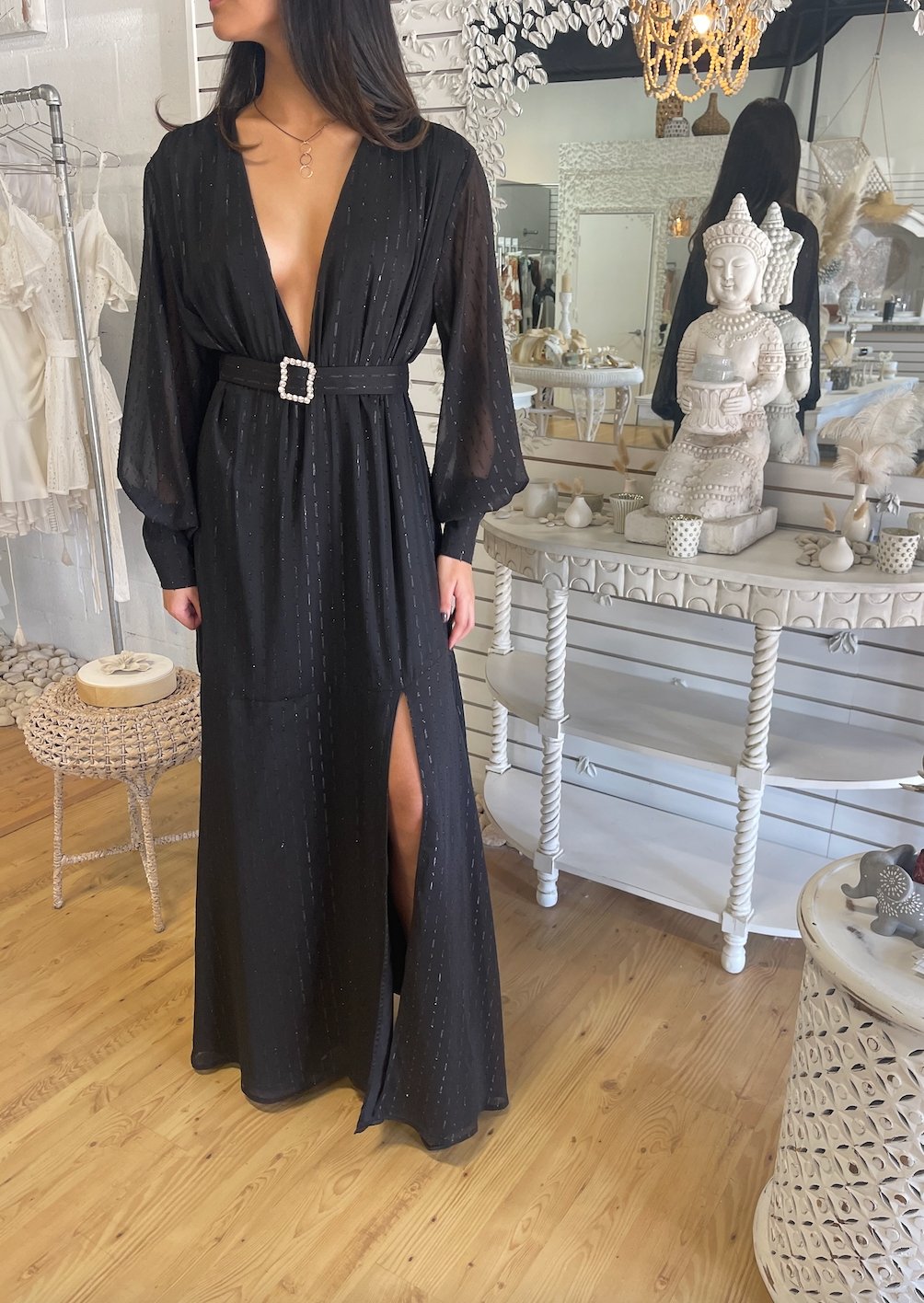 Black Chiffon Lantern Sleeve Dress | Private Label Styles