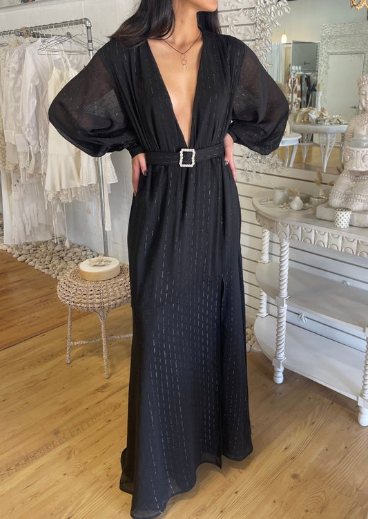 Black Chiffon Lantern Sleeve Dress | Private Label Styles