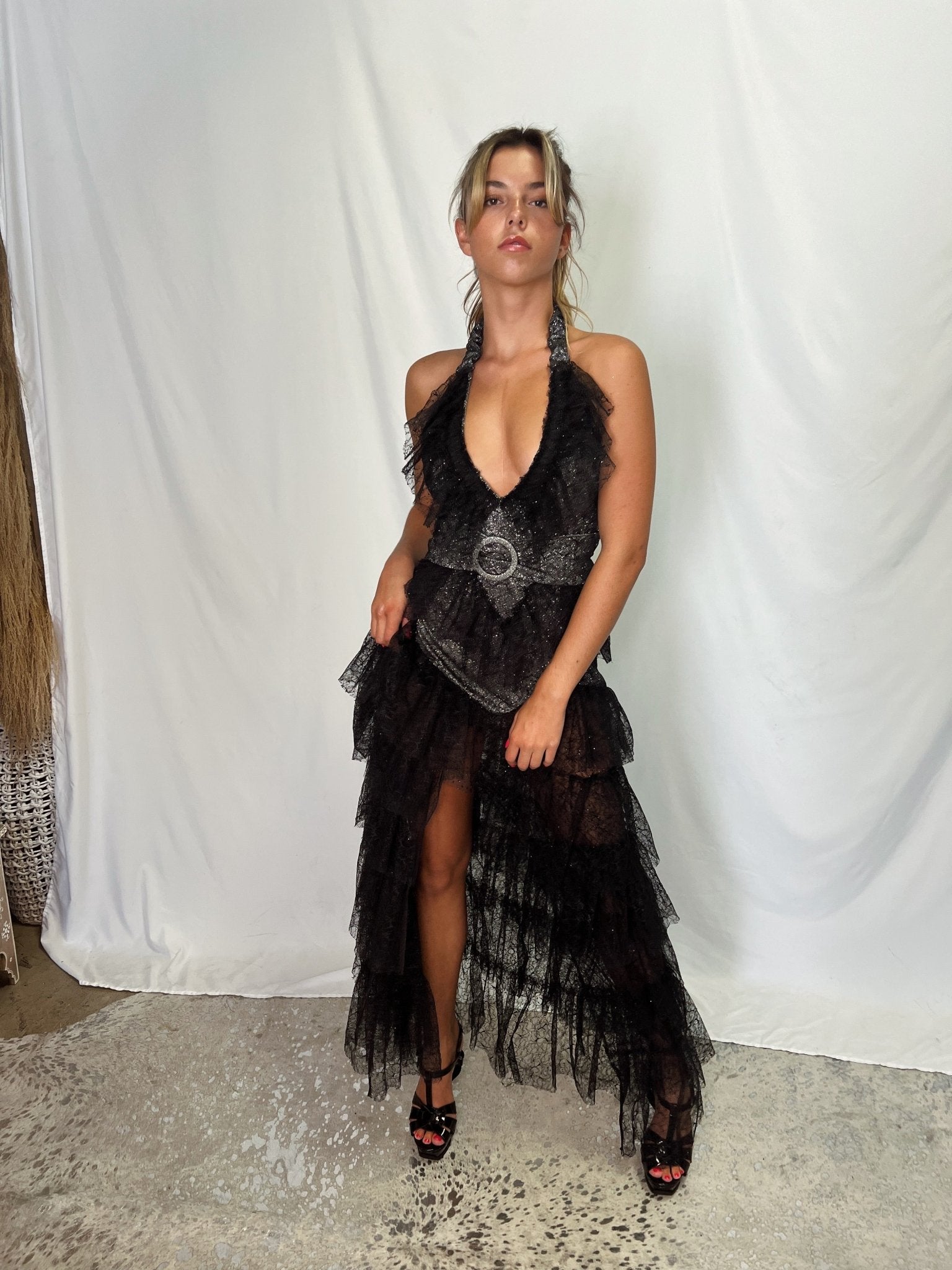 Black Lace Ruffle Formal Tulle | Private Label Styles