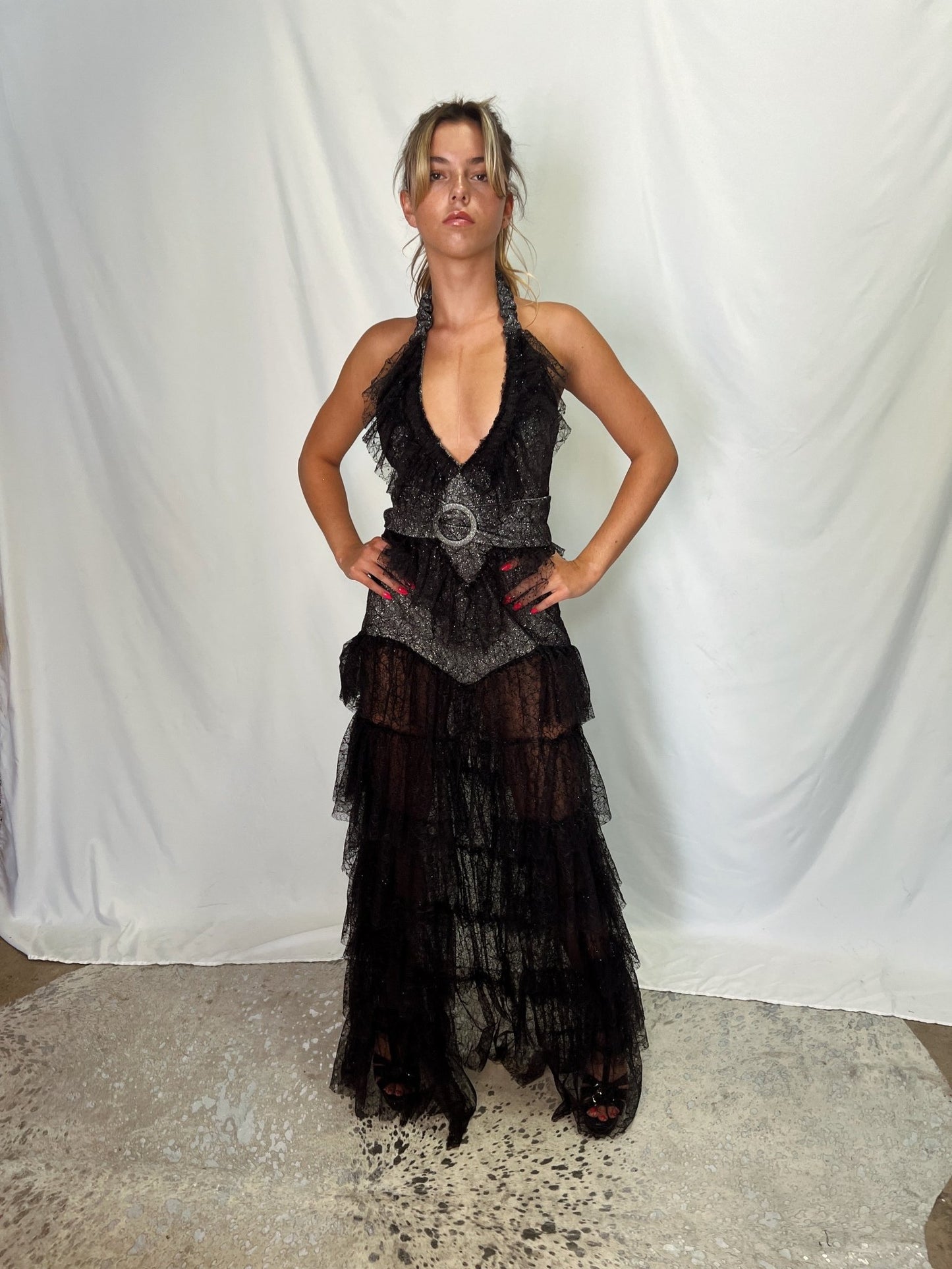 Black Lace Ruffle Formal Tulle | Private Label Styles
