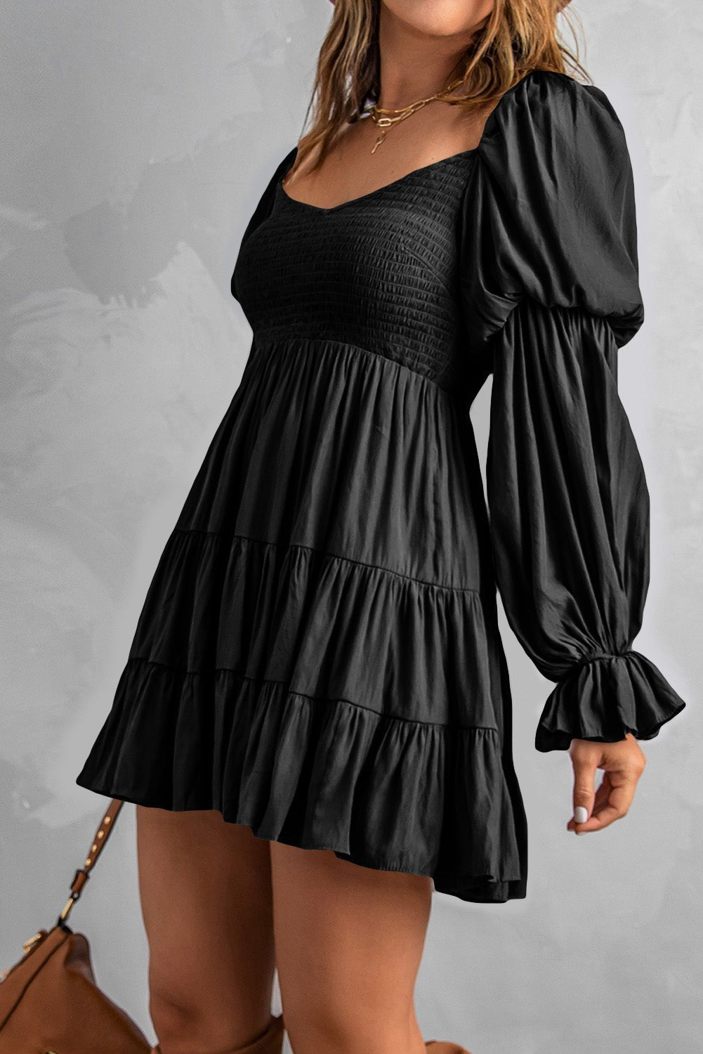 SMOCKED OFF-SHOULDER TIERED MINI DRESS - PRIVATE LABEL STYLES