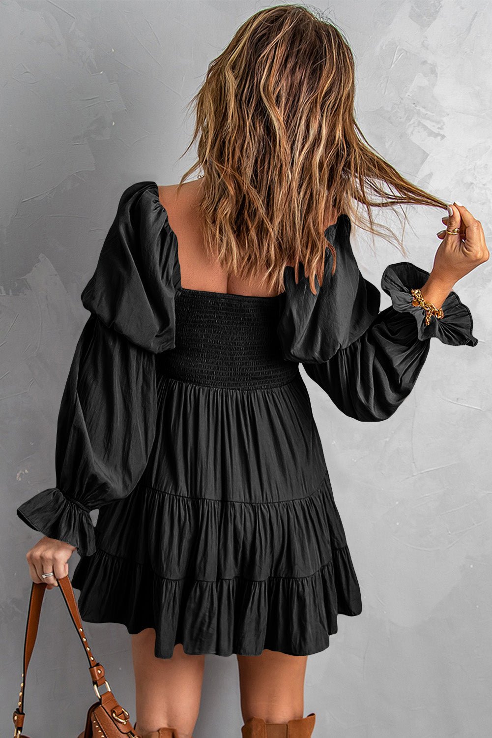 SMOCKED OFF-SHOULDER TIERED MINI DRESS - PRIVATE LABEL STYLES
