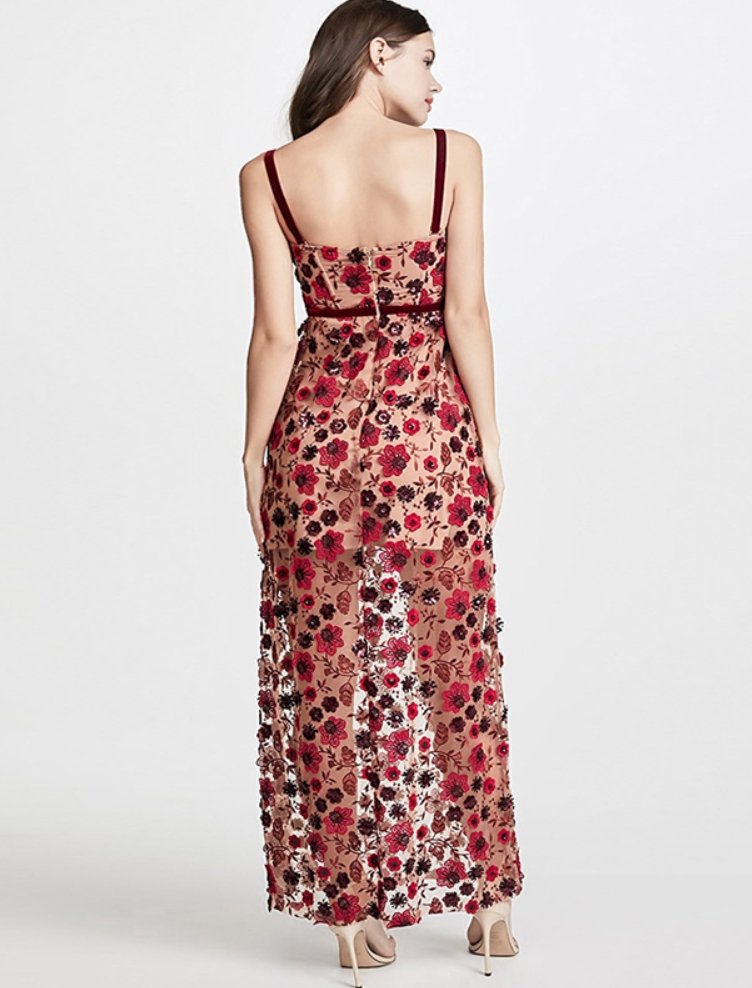  Red Print Maxi Dress | Red Spring Long Dress | Private Label Styles