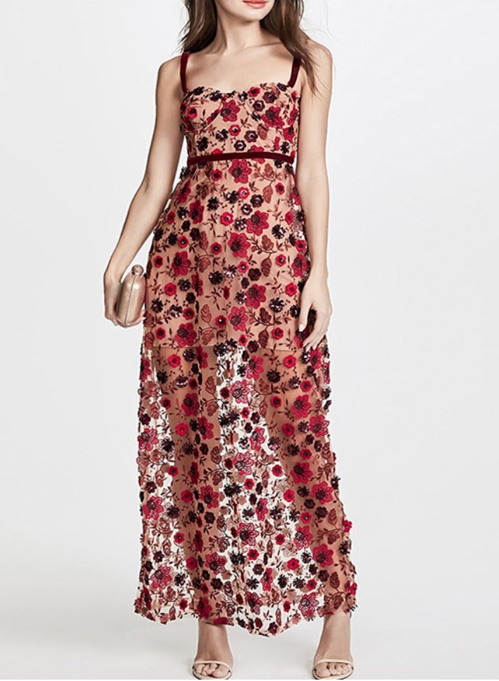  Red Print Maxi Dress | Red Spring Long Dress | Private Label Styles