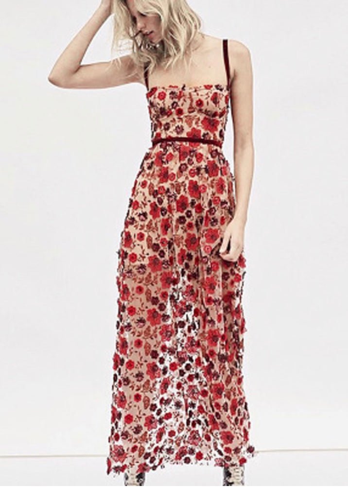  Red Print Maxi Dress | Red Spring Long Dress | Private Label Styles