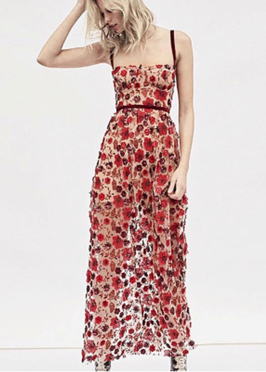  Red Print Maxi Dress | Red Spring Long Dress | Private Label Styles