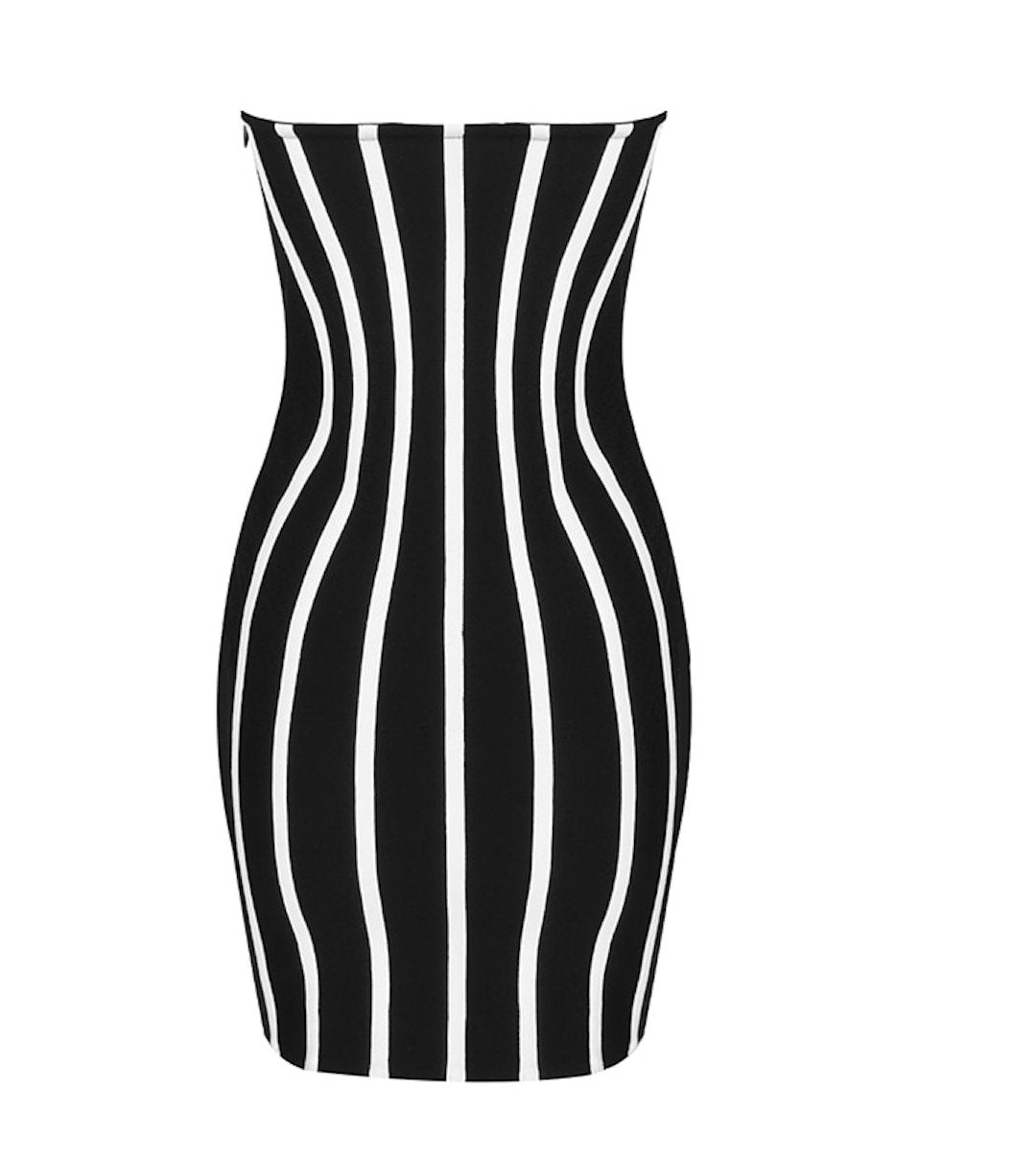 Striped Black Dress | Striped Bandage Dress | Private Label Styles.