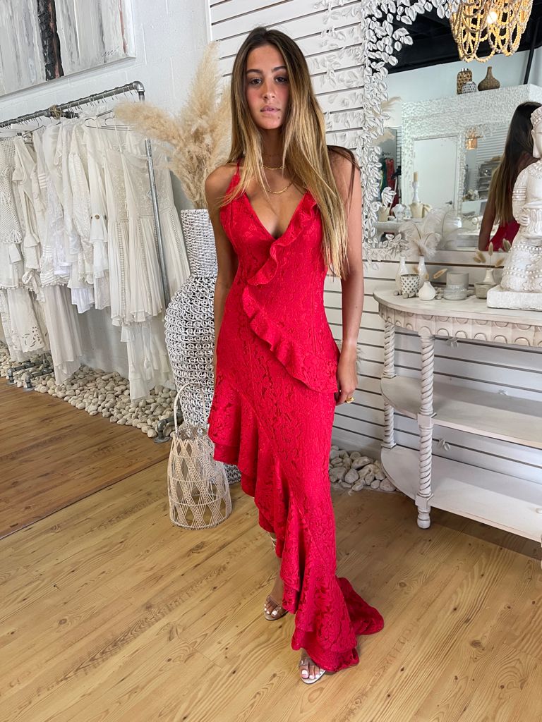  Tango double Frill Red Lace Maxi | Private Label Styles