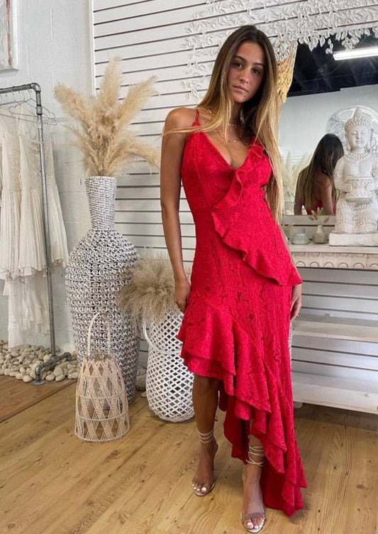 Tango double Frill Red Lace Maxi | Private Label Styles