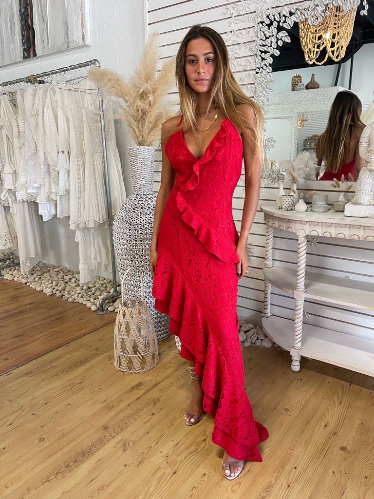  Tango double Frill Red Lace Maxi | Private Label Styles