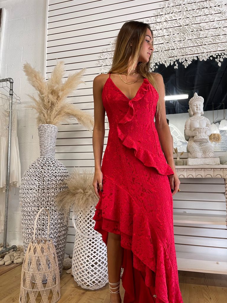  Tango double Frill Red Lace Maxi | Private Label Styles